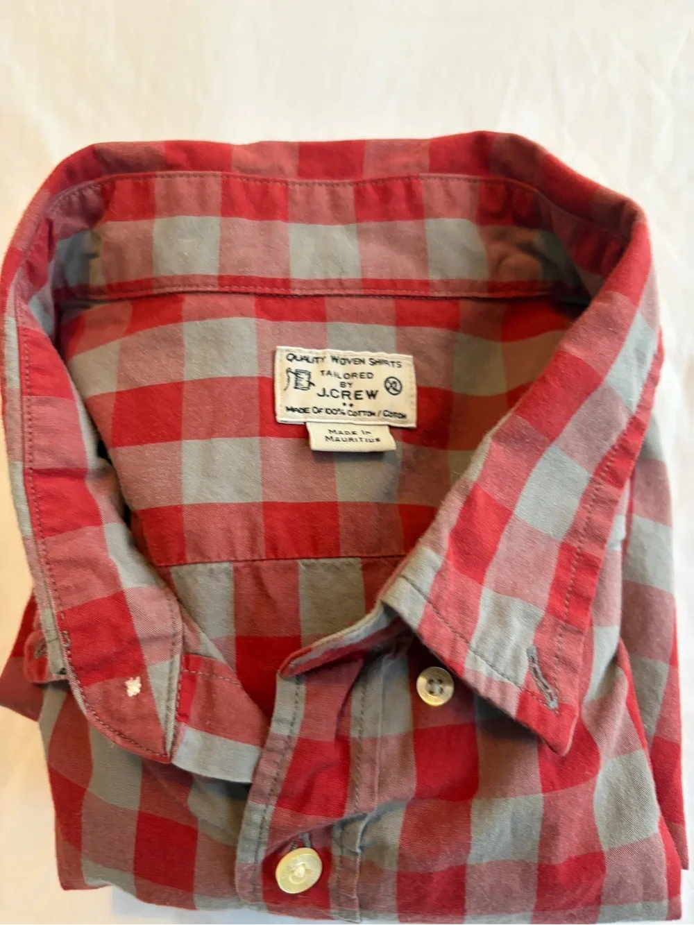 J.Crew Red & Gray Checkered Long Sleeve Shirt Size XL 100% Cotton Size XL